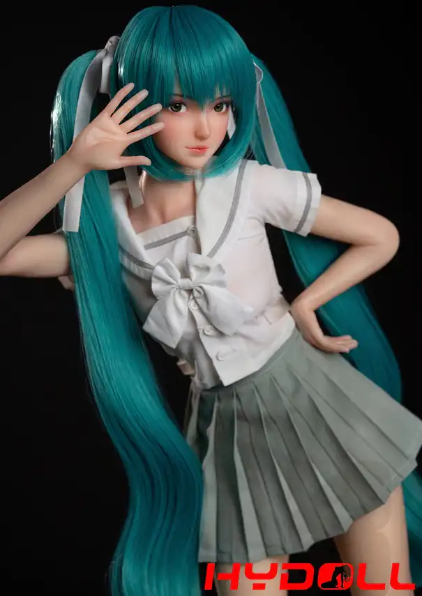 Hatsune Miku geïnspireerd Teal Twin Tail siliconen sekspopD52004 3 Hatsune Miku Inspired Teal Twin Tail Silicone Sex DollD52004 3