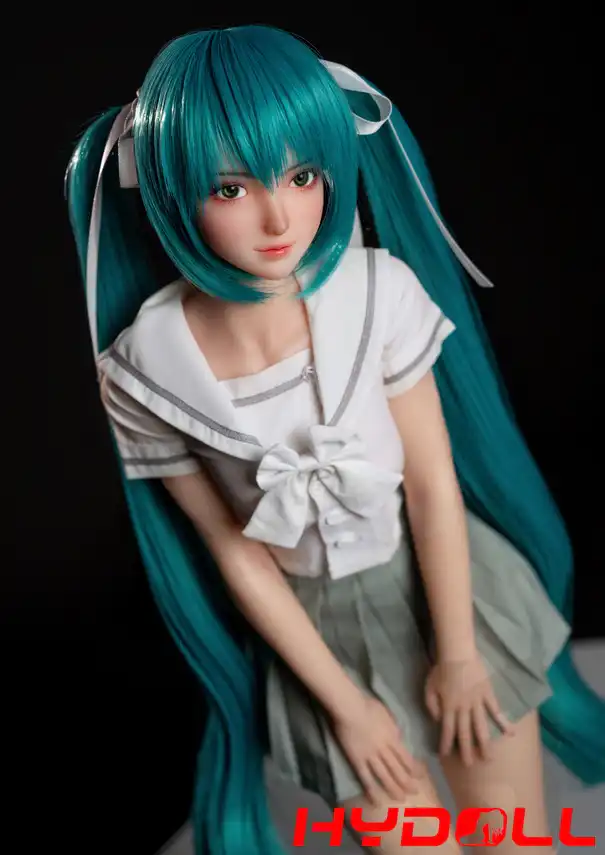 Hatsune Miku geïnspireerd Teal Twin Tail siliconen sekspopD52004 4 Hatsune Miku Inspired Teal Twin Tail Silicone Sex DollD52004 4