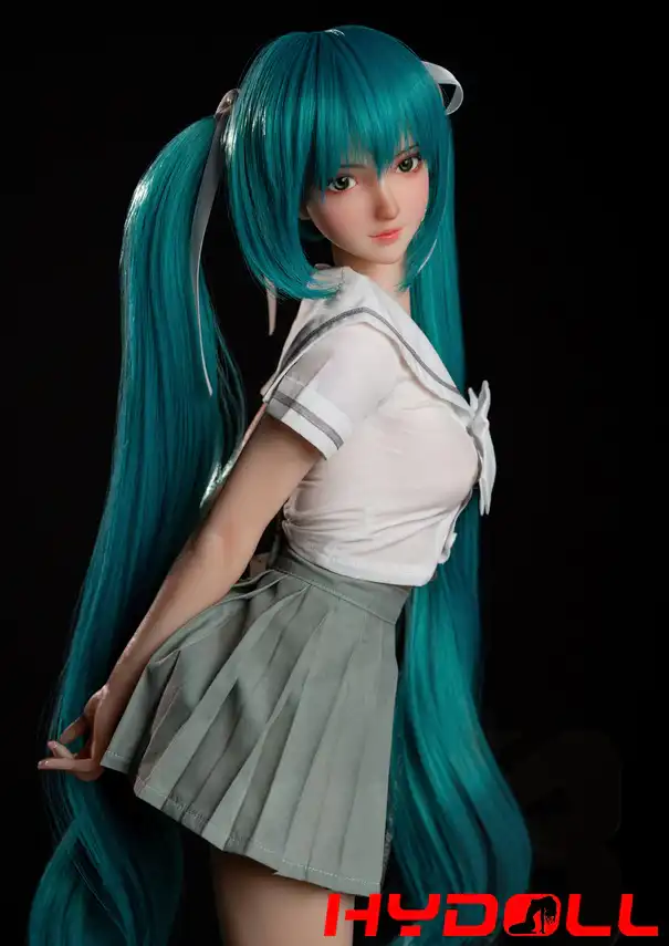 Hatsune Miku geïnspireerd Teal Twin Tail siliconen sekspopD52004 5 Hatsune Miku Inspired Teal Twin Tail Silicone Sex DollD52004 5